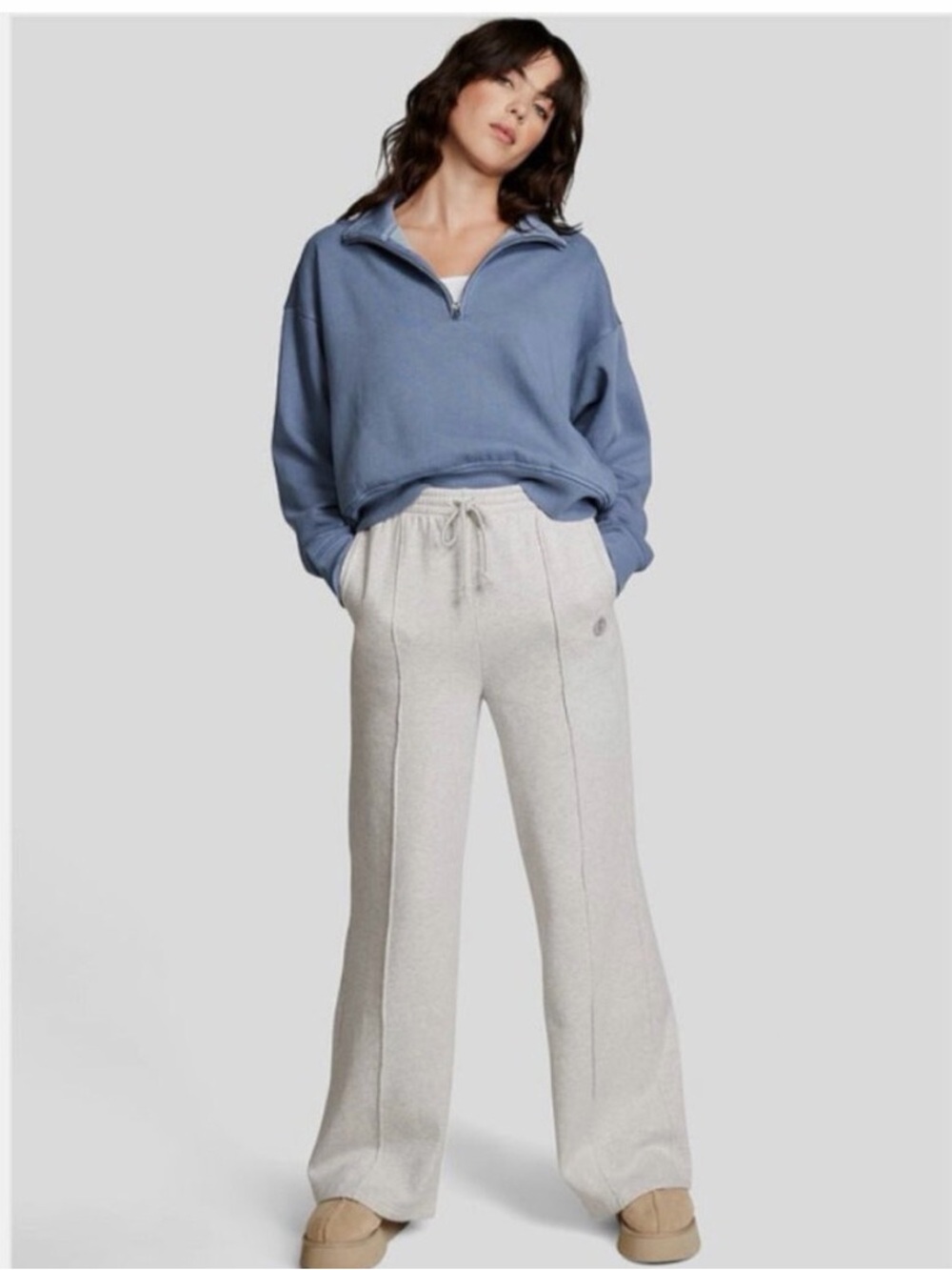 PINK Victoria's Secret Wide-Leg Sweatpants in Light Gray Heather